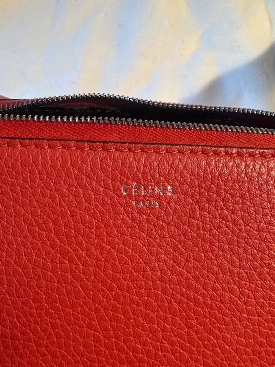 Celine Handbags - Celine Red Leather Cosmetic Pouch
